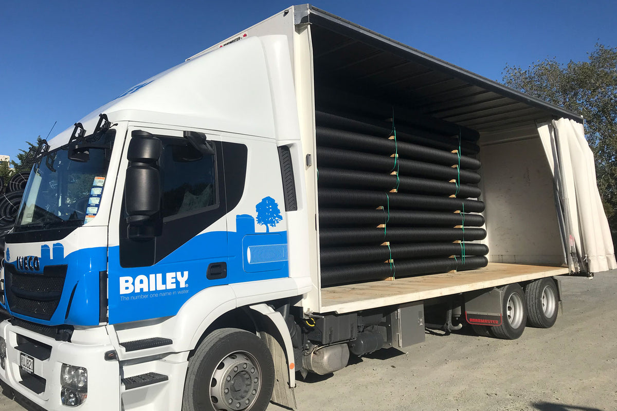 Bailey Bazooka culvert loaded into a bailey curtainsider